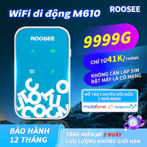 Bộ phát wifi 4G di động ROOSEE M610 ,Mifi di động ,không cần sim, wifi 4G, cộng nghệ ESIM, gói tiết kiệm, dễ mang theo