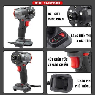 Máy chuyên vít pin STARKER SK-CV2850GR, Lực siết 280NM, Không chổi than, 4 Cấp tốc độ, Chân pin phổ thông