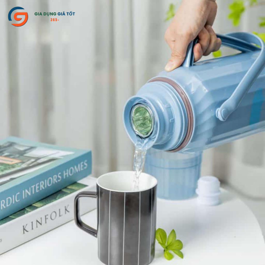 [HỎA TỐC HN] Phích đựng nước sôi 2L có quai Song Long, phích nước nóng giữ nhiệt lâu họa tiết gấu