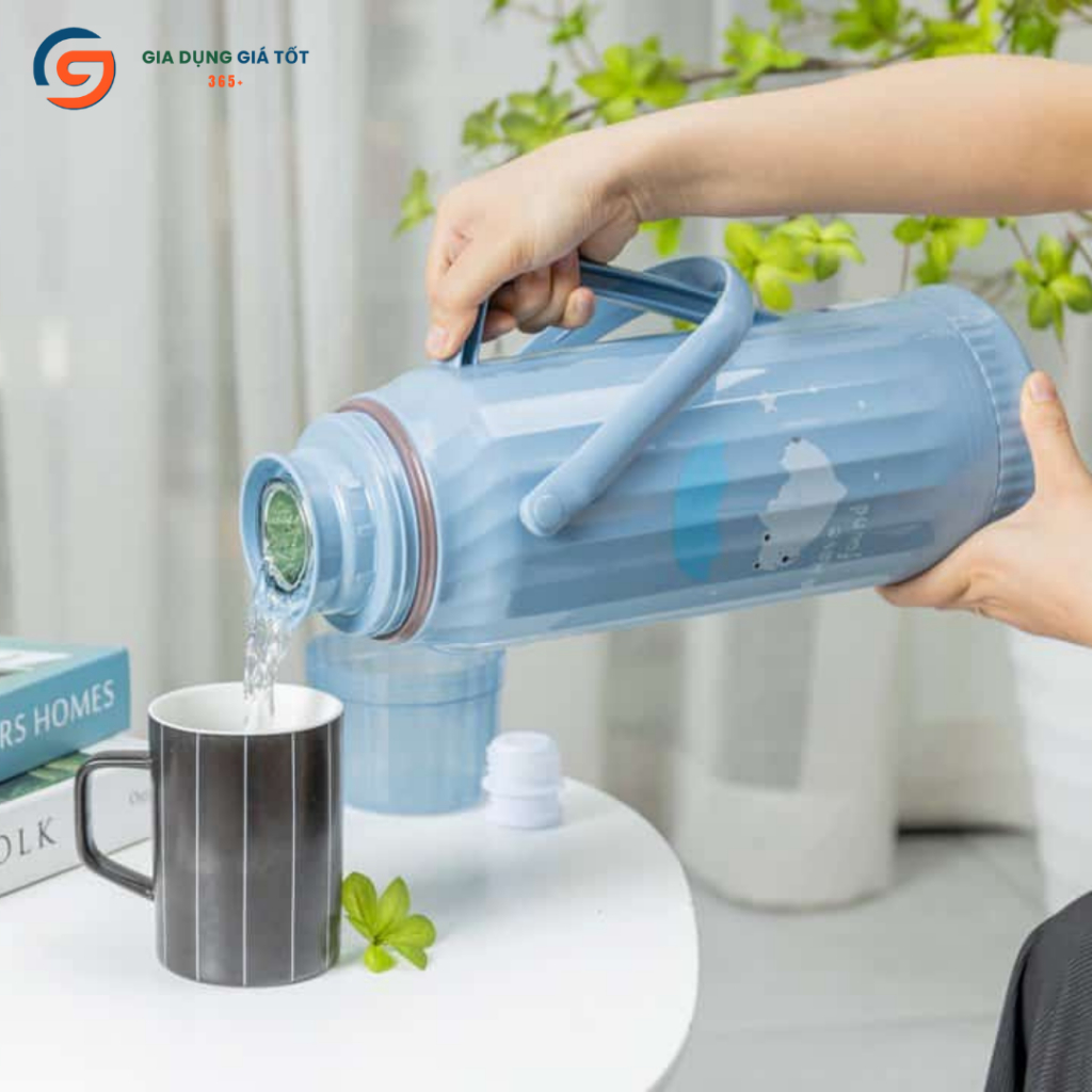 [HỎA TỐC HN] Phích đựng nước sôi 2L có quai Song Long, phích nước nóng giữ nhiệt lâu họa tiết gấu