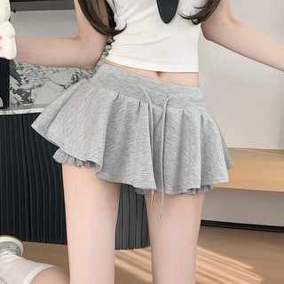 Váy ngắn chữ A nỉ dáng xòe có quần trong màu trắng đen xám lưng cao xám đen trắng VANISA CT331