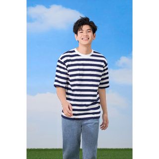 [BST THE NEW T-MATE] Áo phông nam họa tiết kẻ YODY mềm mại, co giãn tốt chất vải cotton MCTS25S082