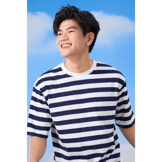 [BST THE NEW T-MATE] Áo phông nam họa tiết kẻ YODY mềm mại, co giãn tốt chất vải cotton MCTS25S082