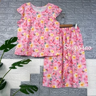 Đồ bộ tole trung niên, bộ tole lanh mặc nhà SHOP5SAO quần lửng, áo cánh tiên có Bigsize (50-80kg)