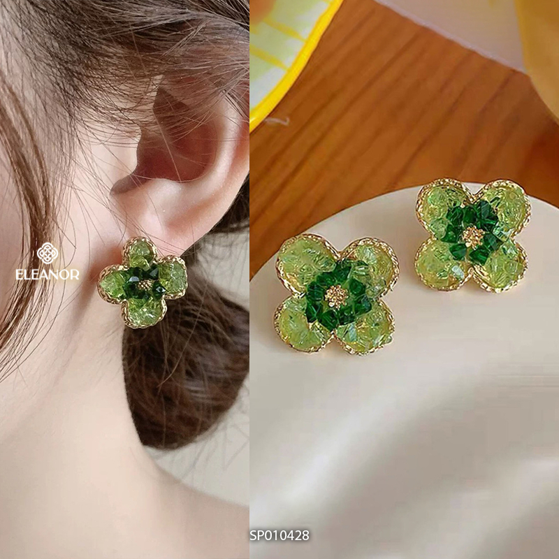 Bông tai nữ chuôi bạc 925 Eleanor Accessories hình hoa đính đá phụ kiện trang sức khuyên tai 10427