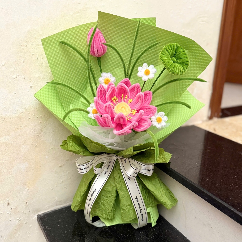 Bó Hoa Sen Kẽm Nhung Hồng Handmade – Quà Tặng Ý Nghĩa, Sang Trọng Ảnh ...