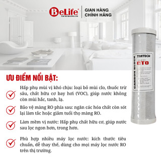 Lõi lọc nước số 3 than hoạt tính CTO khử mùi Clo, bảo vệ màng RO, nước trong mát