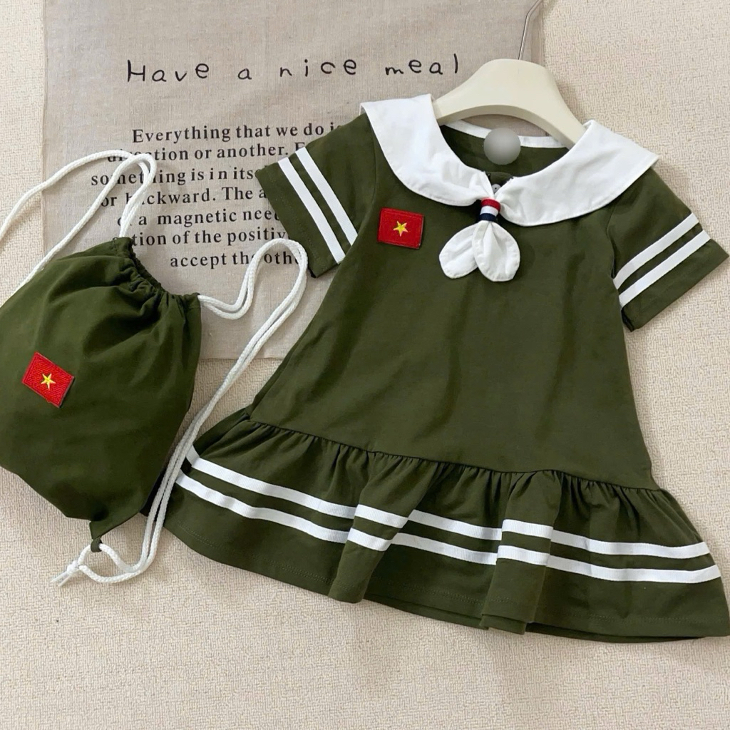 Set Thủy Thủ Cờ Tổ Quốc 🇻🇳 H2 - Tặng Balo Rút Cho Bé Trai Bé Gái Mặc Lễ Cotton Mềm Size 90-150 (8-24kg)