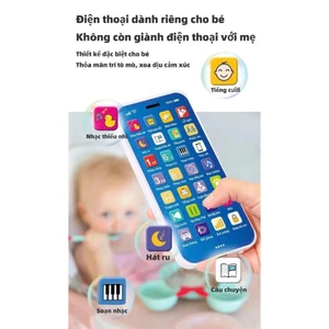 Điện thoại đồ chơi thông minh cho bé bản Tiếng Việt tặng dây đeo, cáp sạc,