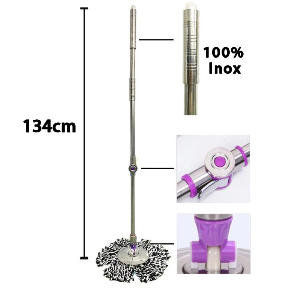 Cây lau nhà 360 tay gạt G7 inox cao cấp Thái Lan mâm inox kèm bông lau nhà. | BigBuy360 - bigbuy360.vn