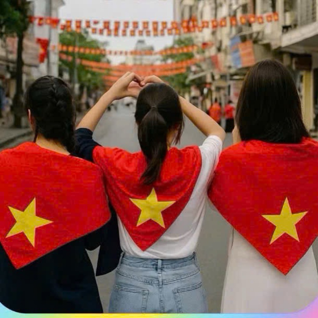 Khăn quàng cổ trẻ em cờ đỏ sao vàng H2 Studio hình tam giác yêu nước 2/9 siêu xinh
