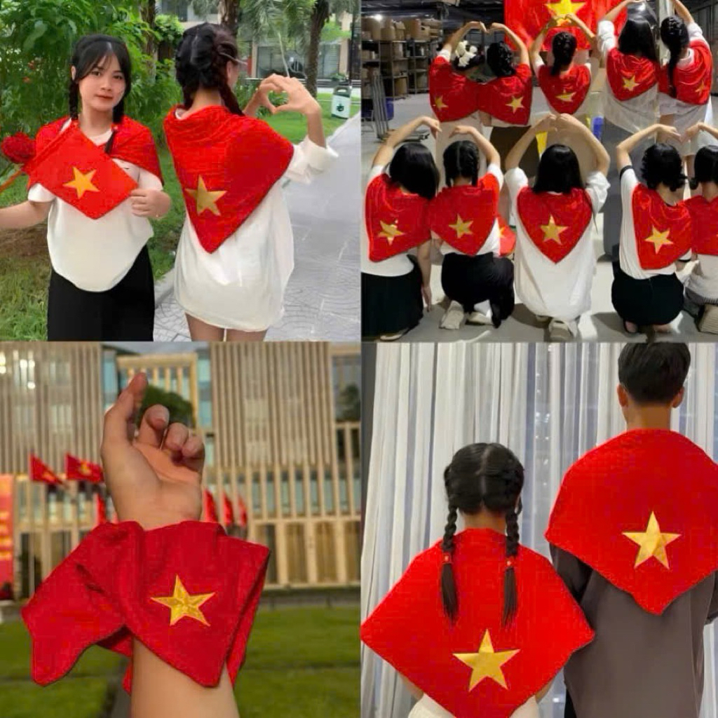 Khăn quàng cổ trẻ em cờ đỏ sao vàng H2 Studio hình tam giác yêu nước 2/9 siêu xinh