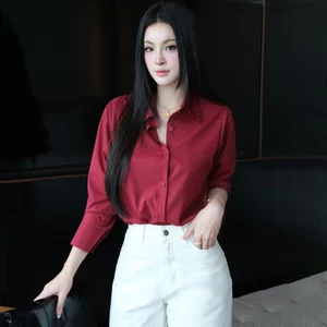 Áo sơ mi nữ GILLEE (nhiều màu) dáng classic trơn vải Kate lụa thoải mái cao cấp thanh lịch công sở FAS383