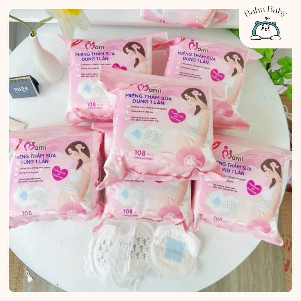 Thấm sữa mami gói 108 miếng kháng khuẩn dễ dàng tiện lợi khi sử dụng Bahu_Baby