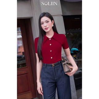 [VOUCHER 20%] Áo thun nữ thiết kế SOLIIN STELLA TOP, đóng khuy, chất liệu thun tăm Hàn co giãn tốt, thoáng mát