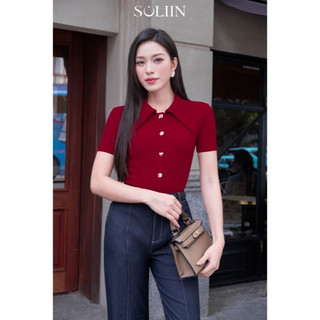 [VOUCHER 20%] Áo thun nữ thiết kế SOLIIN STELLA TOP, đóng khuy, chất liệu thun tăm Hàn co giãn tốt, thoáng mát