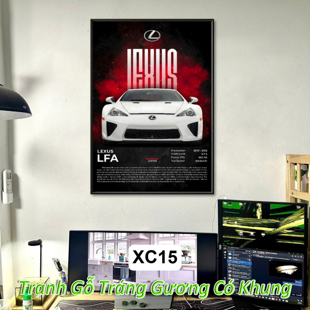 Tranh Siêu Xe Maserati, Bugatti, Koenigsegg,... Treo Tường Khung Composite Decor Trang Trí Phòng Khách, Phòng Game