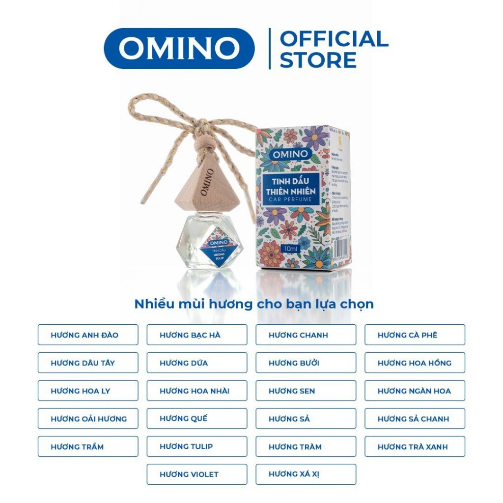 Tinh dầu thơm treo xe ô tô tinh dầu để xe hơi Omino thơm mát khử mùi ô tô nhiều mùi vị tinh dầu quế, cafe, chanh sả,….