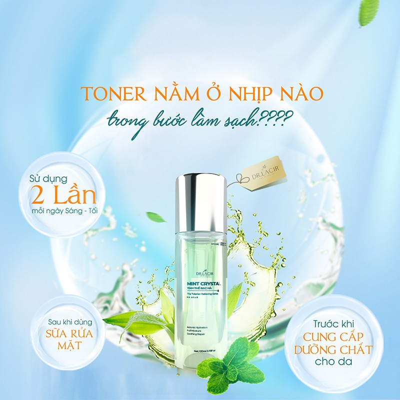 Toner Làm Sạch, Dưỡng Ẩm DR.LACIR - Bạc Hà Tinh Thể Mát Lạnh (100ml)