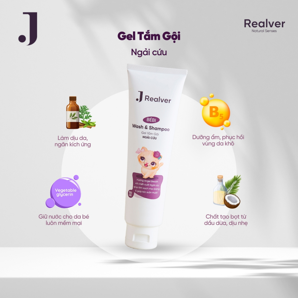 Gel tắm gội cho bé - BÉBI hương Angel Breath 150g - Chiết xuất Ngải cứu, giúp bé tự do khám phá