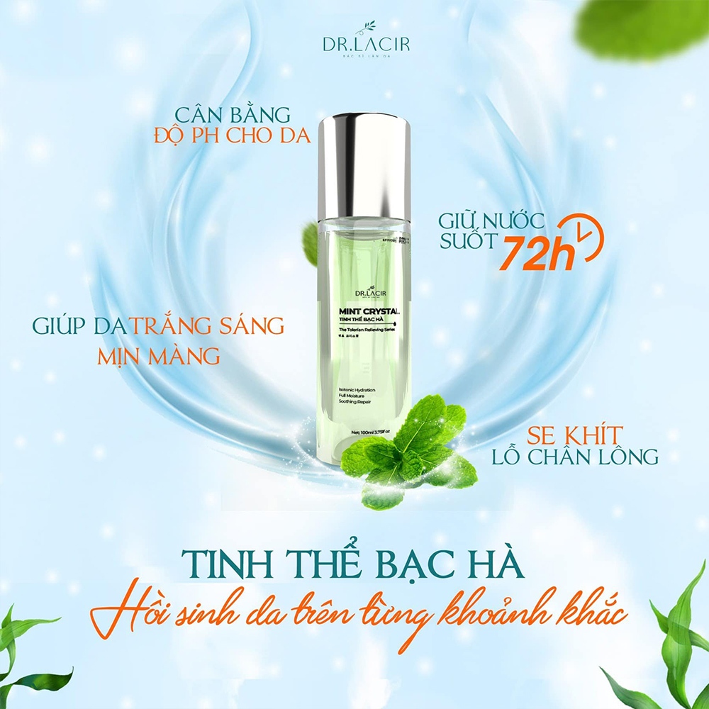 Toner Làm Sạch, Dưỡng Ẩm DR.LACIR - Bạc Hà Tinh Thể Mát Lạnh (100ml)