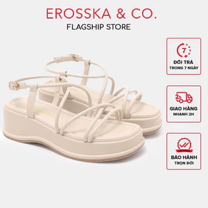 - Giày sandal nữ đế xuồng phối dây quai mảnh thiết kế basic màu nude cao 6cm - SB014.