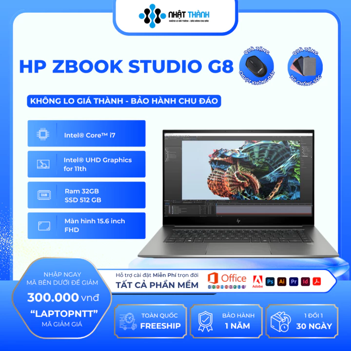 Laptop HP Zbook Studio G8 Core i7-11800H Ram 32GB SSD 512GB NVIDIA Quadro T1200 4GB Màn 15.6 inch FHD | Nhật Thành