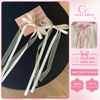 Set 2 Chiếc Kẹp Tóc Nơ Cho Bé ChoiChuu Vải Lụa Cao Cấp Kết Hợp Lưới Mềm Mại Ánh Nhũ Nhẹ Nhàng