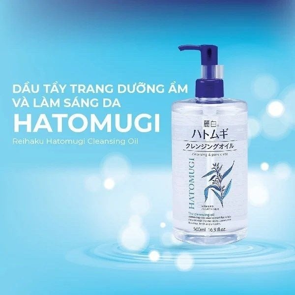 Dầu tẩy trang Hatomugi dưỡng ẩm, sáng da Reihaku Hatomugi The Cleansing Oil 500ml nội địa Nhật Bản