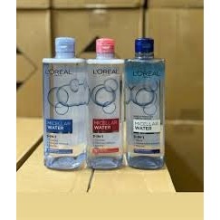 Nước tẩy trang LorealParis 3-in-1 Micellar Water 400ml đủ màu dành cho mọi loại da chính hãng