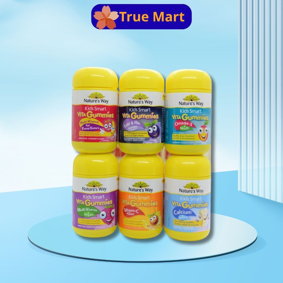 Kẹo gum bổ sung vitamin Gummies Nature's Way cho bé từ 2 tuổi 60 Viên bổ sung Vitamin C,D, Kẽm, Rau củ, Hỗ trợ ăn ngon,.