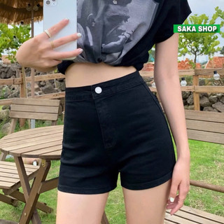 Quần ngắn kaki trắng đen trơn màu co giãn