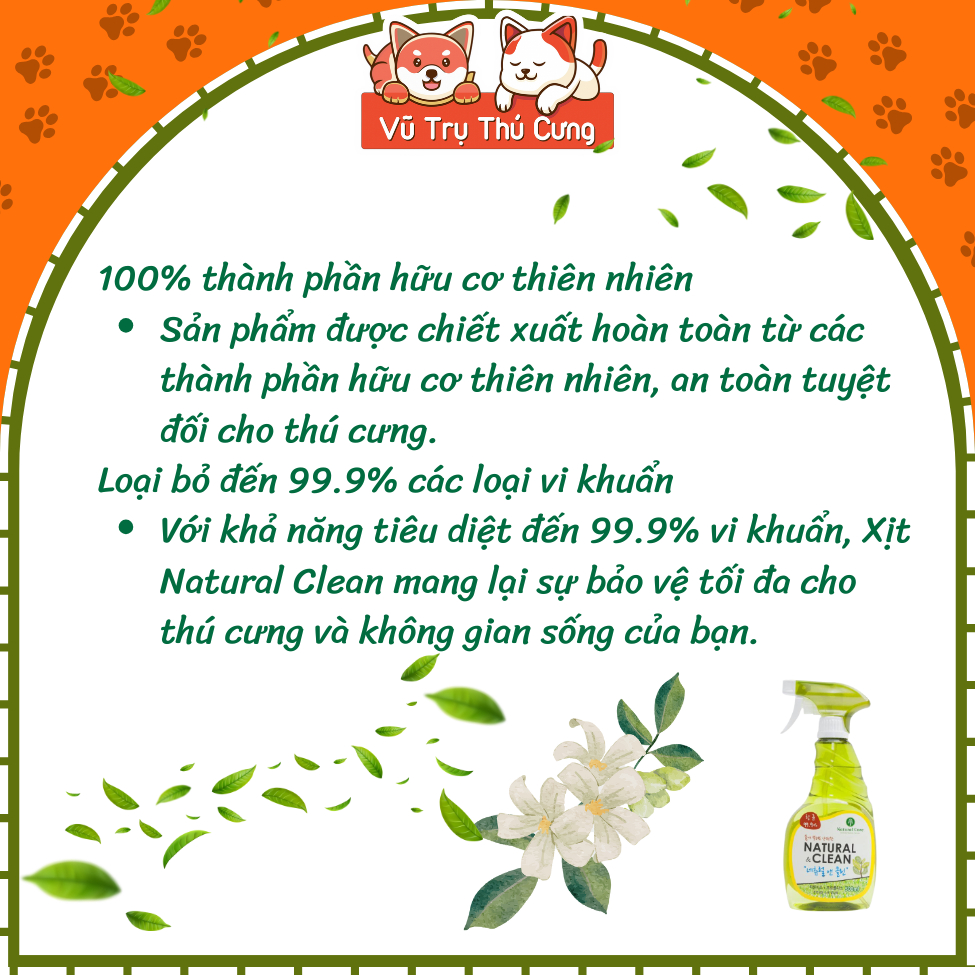 Xịt Khử Mùi Diệt Khuẩn Natural Clean Hàn Quốc 500ml