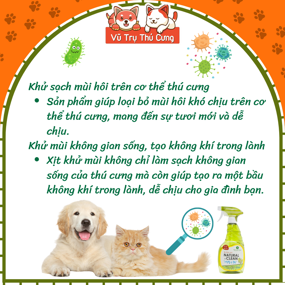 Xịt Khử Mùi Diệt Khuẩn Natural Clean Hàn Quốc 500ml