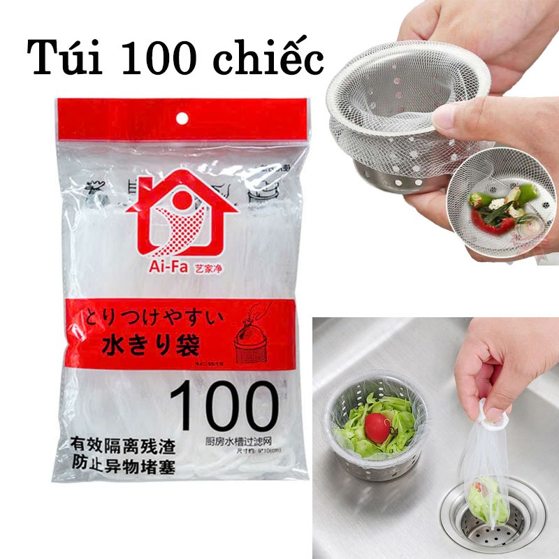 Túi 100 Chiếc Lưới Lọc Rác Bồn Rửa Chén Bát Thiết Kế Kiểu Lưới Co Giãn ...