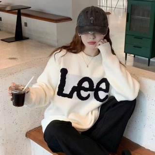 LEE  Áo len cổ tròn dài tay áo thu đông cặp vợ chồng Hàn Quốc giải trí rộng rãi sinh viên áo len dệt kim ins Trang chủ