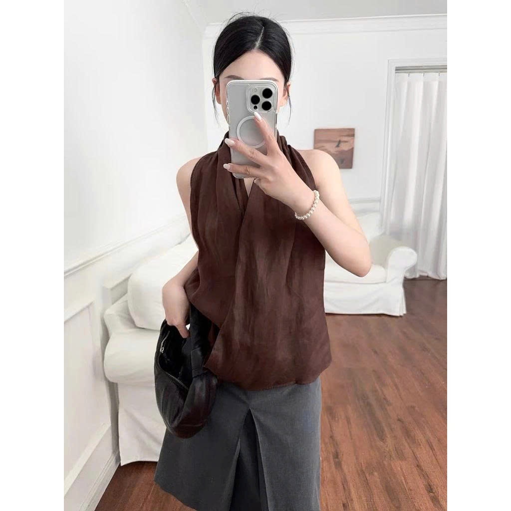 𝗩𝗶vi - Áo Linen cổ yếm tà chéo BEELY