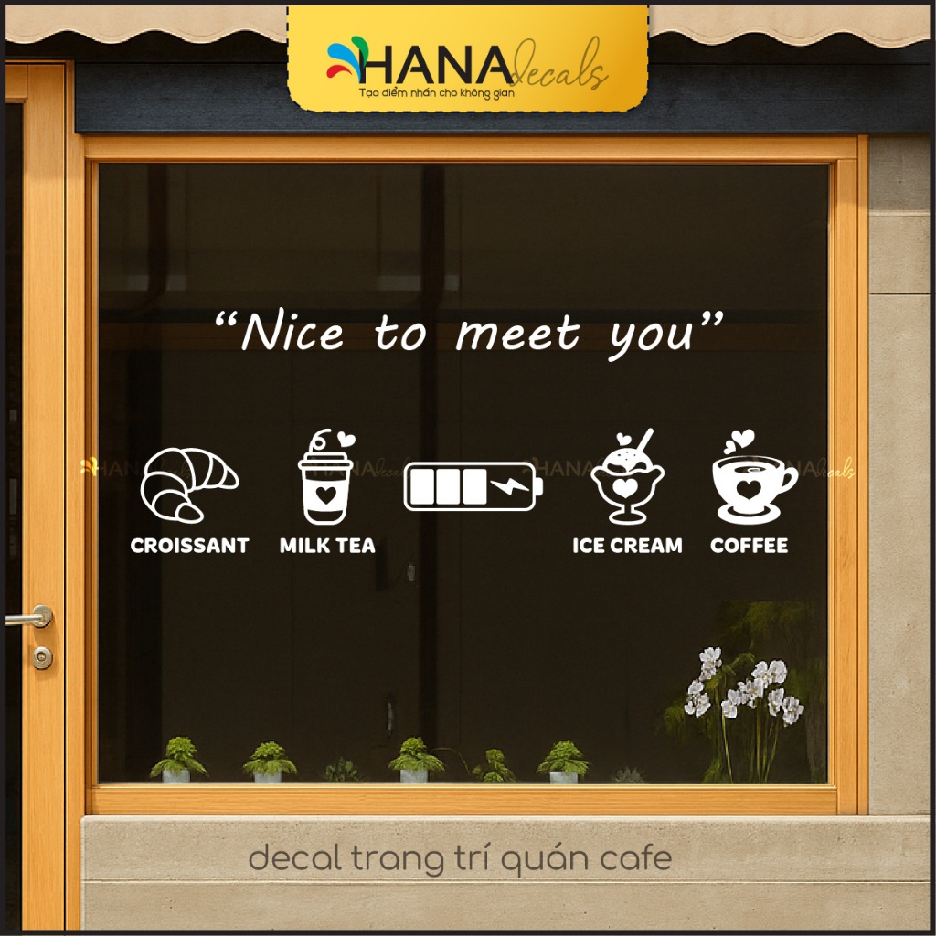 Sticker Trang Trí Quán Cafe Dễ Dán - FREE Design, Decal dán kính, Decan ...