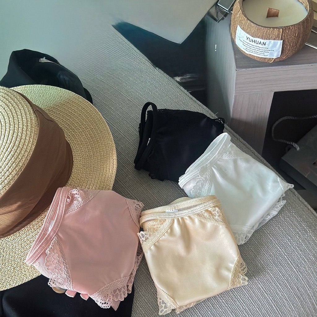 Quần lót ren lụa satin gợi cảm Lalaly L29, quần lót nữ phối ren lưới thoáng khí cho nữ