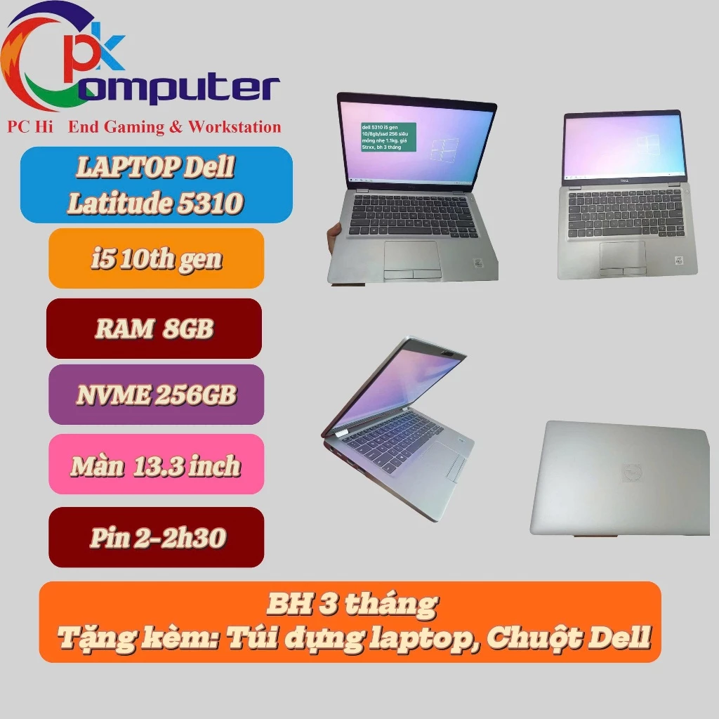 Laptop Dell 2in1 Latitude 5310 Màn Cảm Ứng | Core i5 Gen 10 | RAM 8GB | SSD 256GB | FHD 13.3”