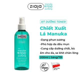 Toner Xịt Ziaja Manuka Se Khít Lỗ Chân Lông, Giảm Mụn Ziaja Manuka Tree Purifying Astringent Face Toner 200ml–Làm Dịu Da