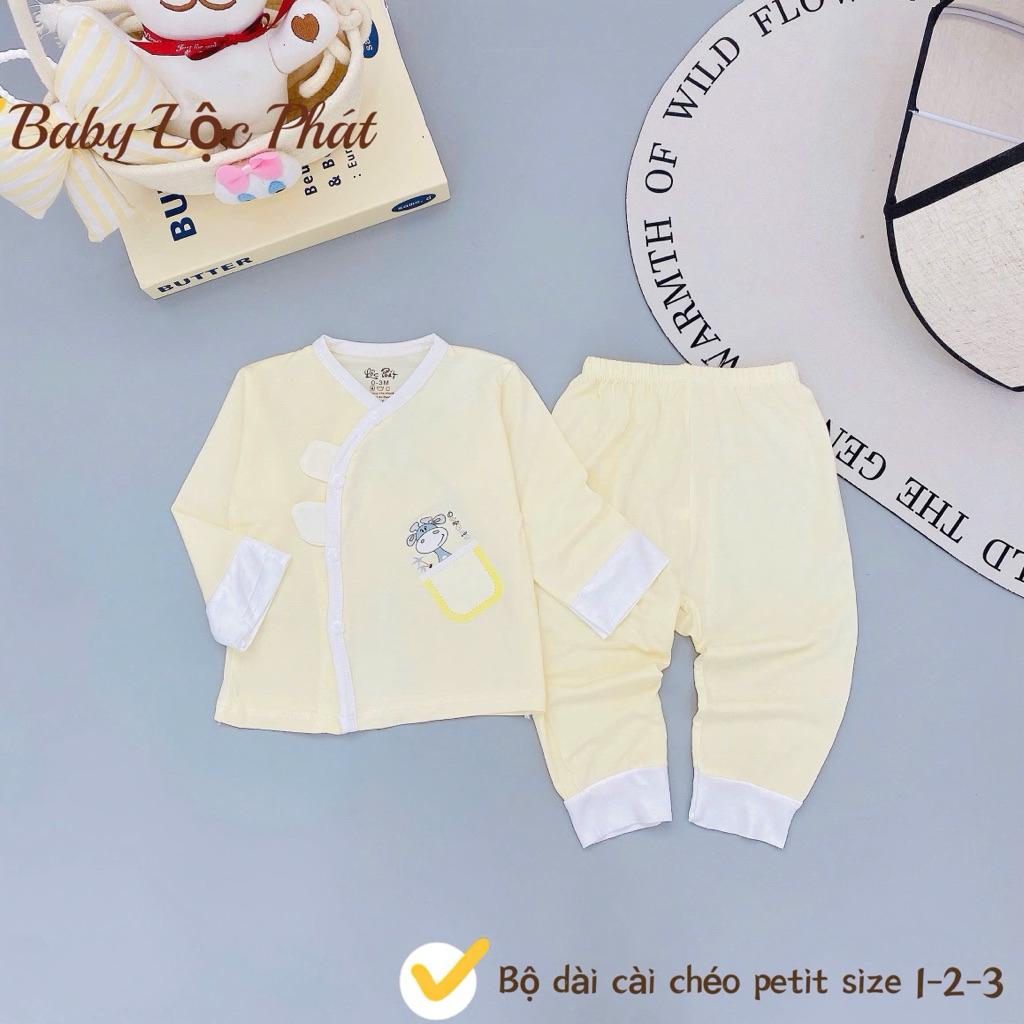 (LPDT 25) Bộ quần áo sơ sinh thun lạnh PETIT dài tay cho bé mềm mịn thoải mái 0 - 9m