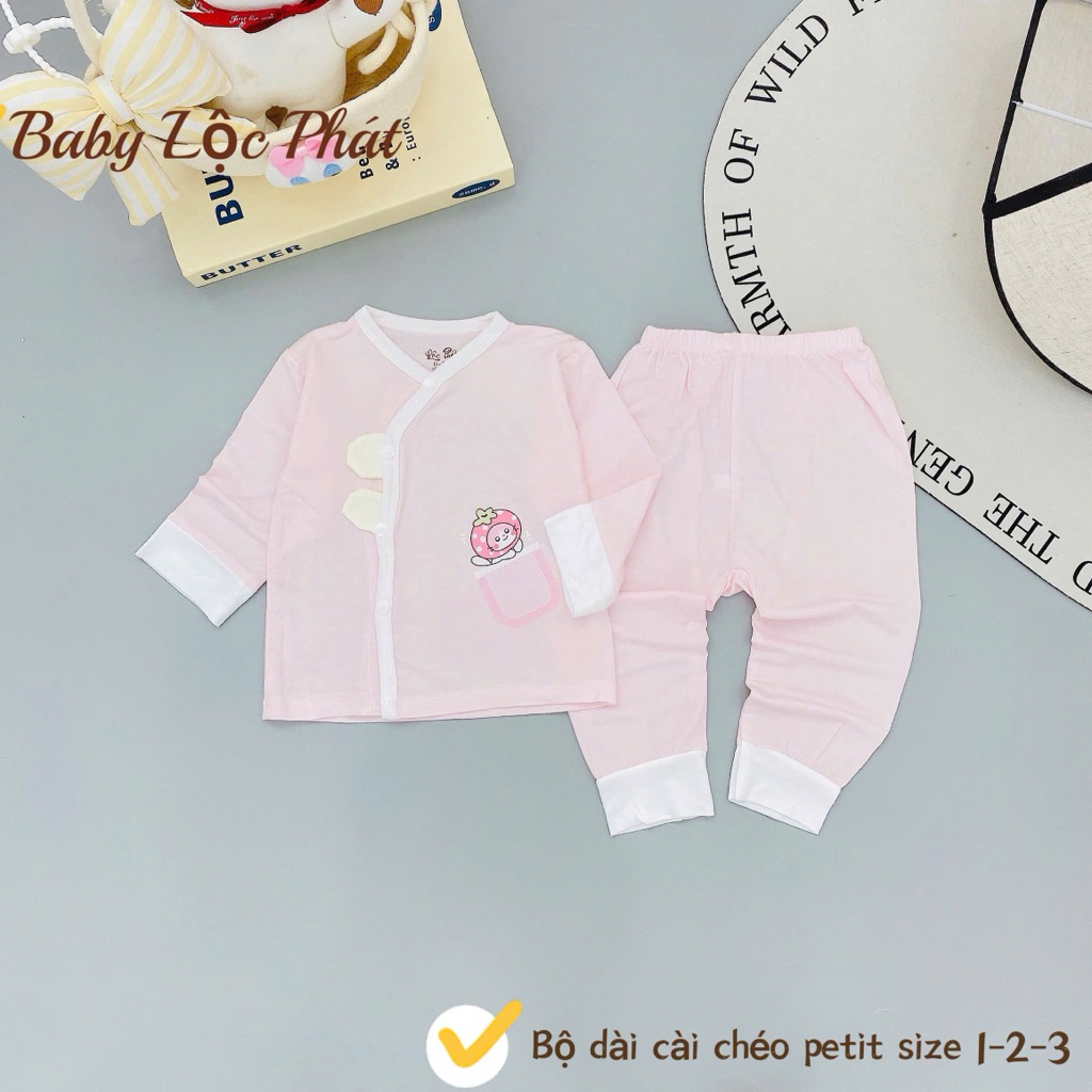 (LPDT 25) Bộ quần áo sơ sinh thun lạnh PETIT dài tay cho bé mềm mịn thoải mái 0 - 9m