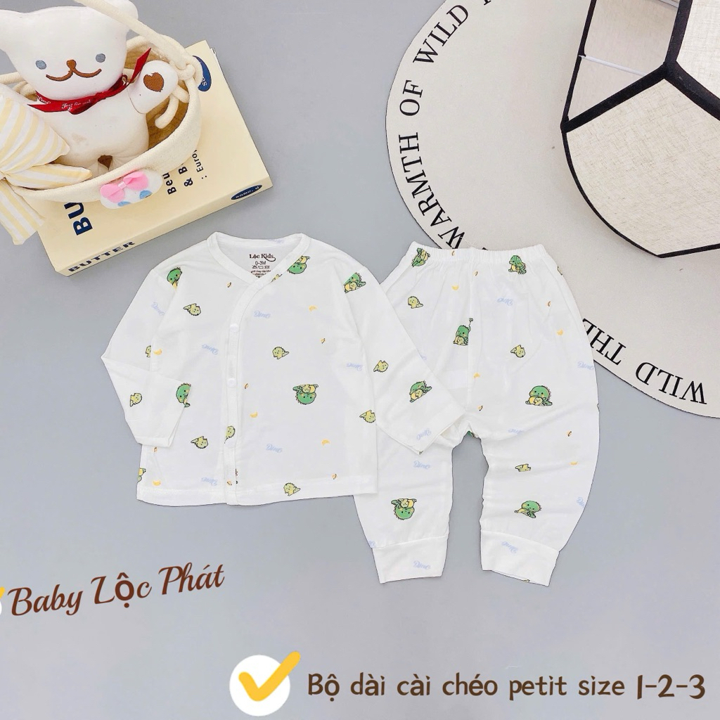 (LPDT 26) Bộ quần áo sơ sinh thun lạnh PETIT dài tay cho bé mềm mịn thoải mái 0 - 9m