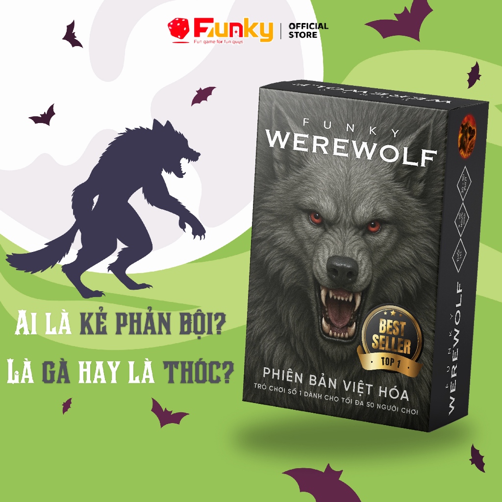 Bộ Bài Ma Sói Việt Hóa Đầy Đủ Các Nhân Vật, Board Game Chơi Vui Cùng Bạn Bè Dành Cho Mọi Lứa Tuổi Thương Hiệu Funky