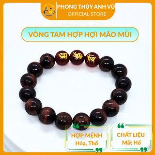 Vòng tay con giáp - Tam hợp hợi mão mùi - chất liệu mắt hổ - may mắn tài lộc
