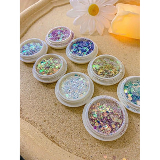 Nhũ vảy cá nail, kim tuyến đắp móng ( set 8 hũ)