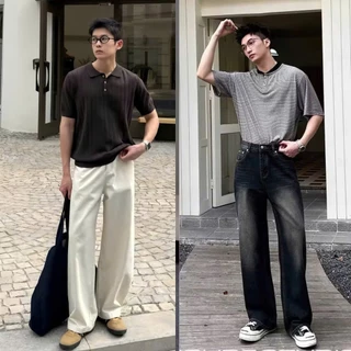 Quần Jean Nam RETRO Ống Rộng Dáng Suông Đứng Chất Vải Dày Dặn Cao Cấp Màu Đen Xám Trầm SMOKE V.1 JS05
