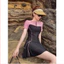 Size M-L-XL sét đồ bơi đi biển kín đáo, áo tay ngắn váy xòe phối viền tôn dáng HAN.T SHOP
