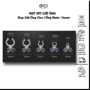 Nút Hít Kính Giữ Ống Dây In Out, Oxy, Co2 | Cố Định Ống Cho Bể Cá Thuỷ Sinh